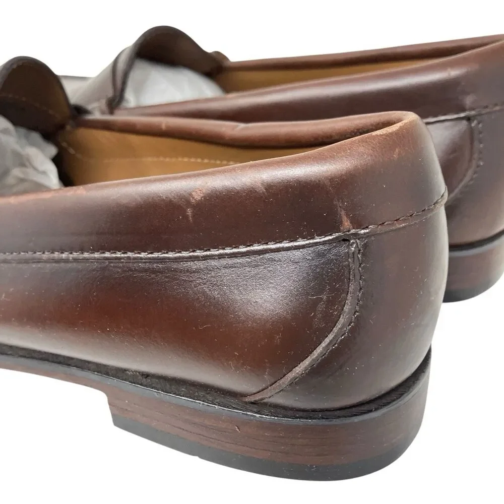 J Crew Penny Loafers Mens 9.5 Brown Leather Sole Business Preppy Luxury Shoes
